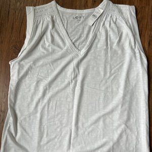 Smocked V-Neck Muscle Tee
